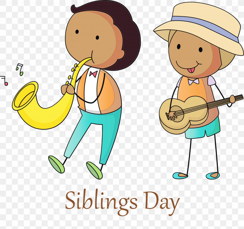 Cartoon, PNG, 3000x2814px, Happy Siblings Day, Cartoon, Paint, Watercolor, Wet Ink Download Free