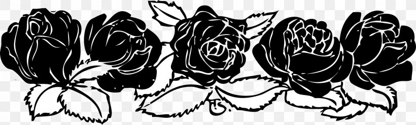 Rose Clip Art, PNG, 1969x592px, Rose, Art, Black, Black And White, Drawing Download Free