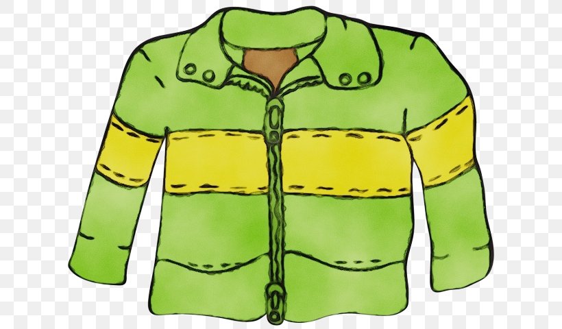 Green Clothing Outerwear Jacket Yellow, PNG, 640x480px, Watercolor, Clothing, Green, Highvisibility Clothing, Jacket Download Free