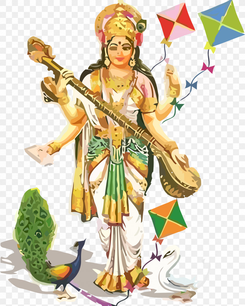 Vasant Panchami Basant Panchami Saraswati Puja, PNG, 2400x3000px, Vasant Panchami, Basant Panchami, Costume Design, Mythology, Saraswati Puja Download Free
