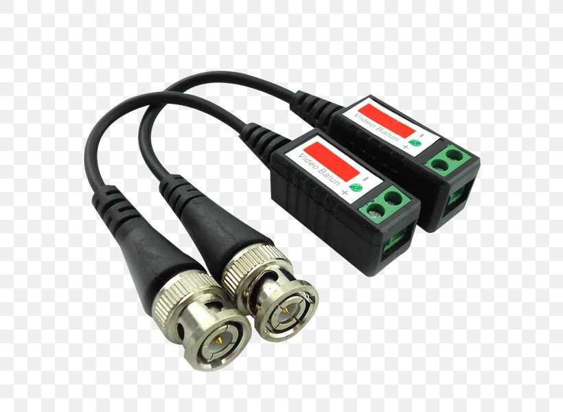 Balun BNC Connector Twisted Pair Closed-circuit Television Category 5 Cable, PNG, 600x600px, Balun, Analog High Definition, Bnc Connector, Cable, Camera Download Free