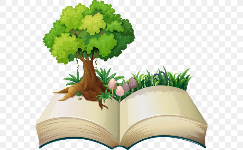 Book Illustration Clip Art, PNG, 587x506px, Book, Book Illustration, Fantasy, Flowerpot, Grass Download Free