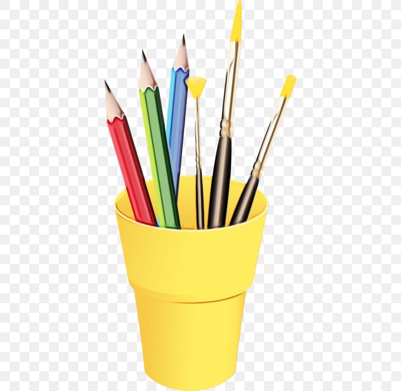 Pencil Yellow Office Supplies Writing Implement Stationery, PNG, 392x800px, Watercolor, Office Supplies, Paint, Pencil, Pencil Case Download Free