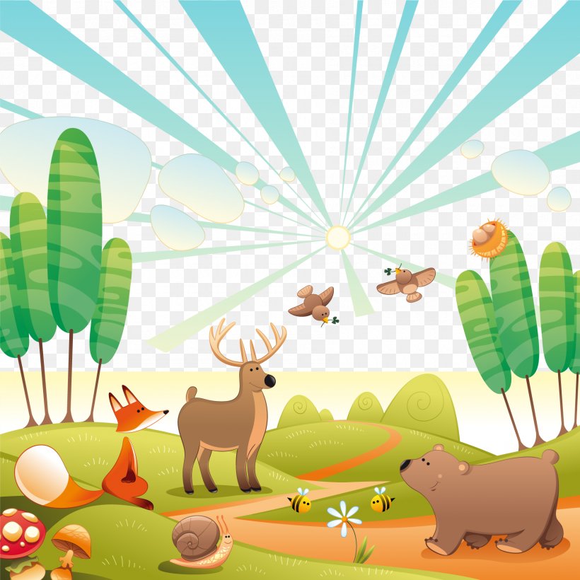 Woodland Mural Forest Wallpaper, PNG, 1800x1800px, Woodland, Animal, Art, Cartoon, Drawing Download Free
