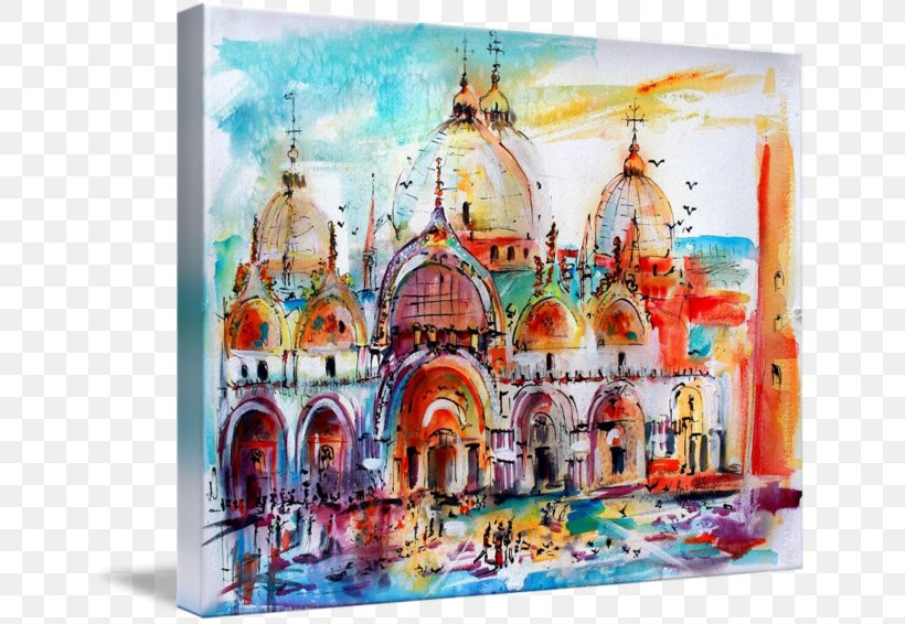 Watercolor Painting Venice Gallery Wrap Canvas, PNG, 650x566px, Painting, Amusement Park, Art, Canvas, Church Download Free