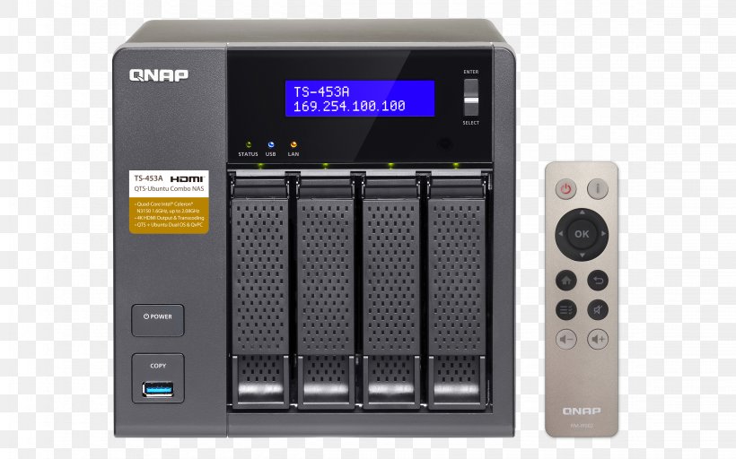 QNAP TS-453A QNAP 4 Bay Network Storage Systems QNAP Systems, Inc. Direct-attached Storage, PNG, 4500x2813px, Qnap Ts453a, Audio Equipment, Audio Receiver, Backup, Computer Data Storage Download Free