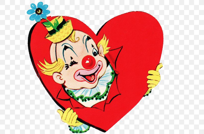 Clown Valentine's Day Character Clip Art, PNG, 625x538px, Watercolor, Cartoon, Flower, Frame, Heart Download Free