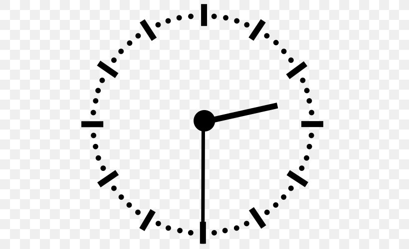 12-hour Clock Time Minute 12-hour Clock, PNG, 500x500px, 12hour Clock, Clock, Area, Black And White, Diagram Download Free