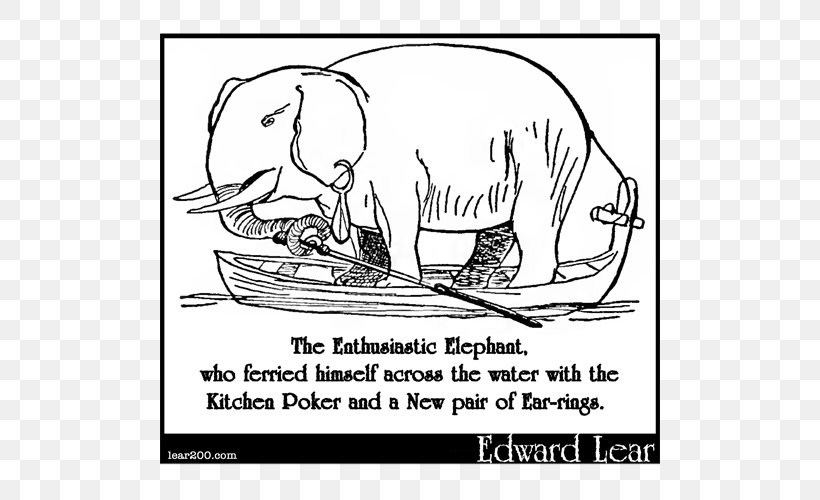 More Nonsense, Pictures, Rhymes, Botany, Etc Elephantidae Limerick Mammal Poetry, PNG, 500x500px, Elephantidae, Area, Art, Black And White, Carnivoran Download Free