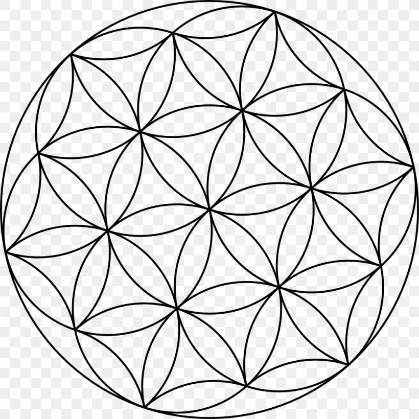 Overlapping Circles Grid Sacred Geometry Flower Clip Art, PNG, 999x999px, Overlapping Circles Grid, Area, Black And White, Curve, Drawing Download Free