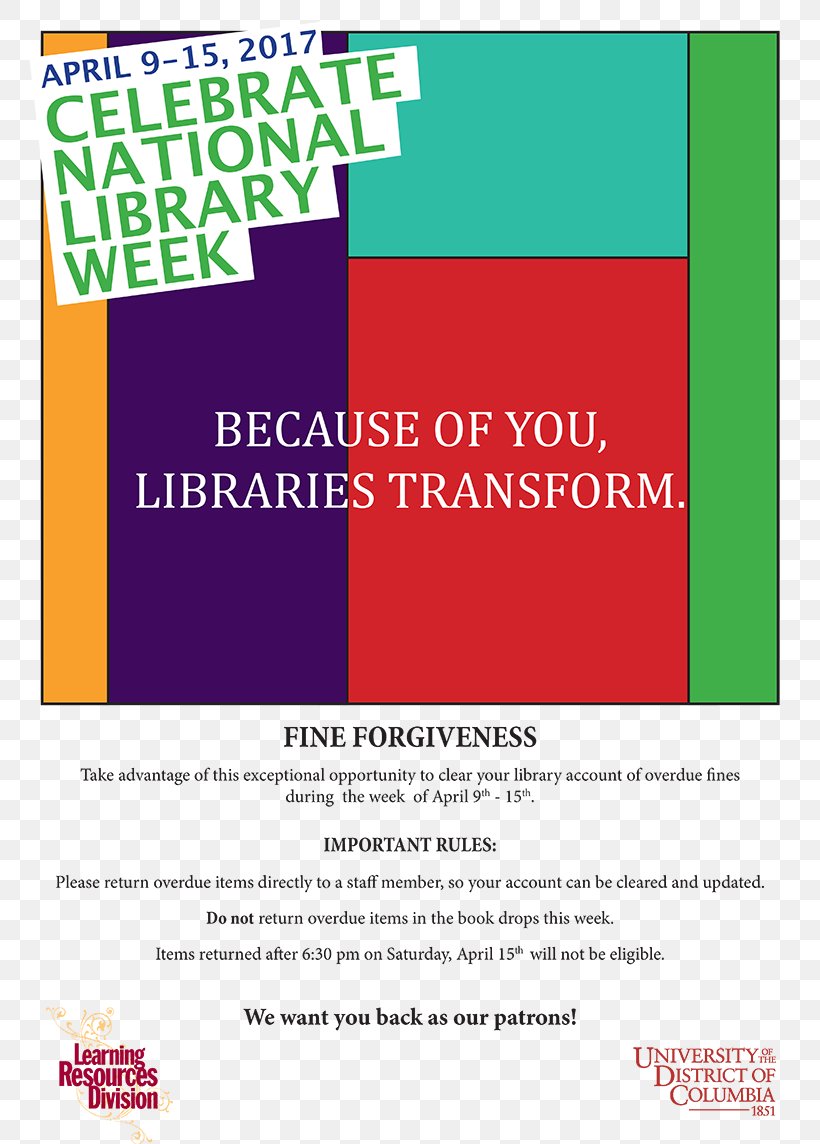 University Of The District Of Columbia National Library Week American Library Association Law College, PNG, 800x1144px, 2017, National Library Week, Advertising, American Library Association, April Download Free