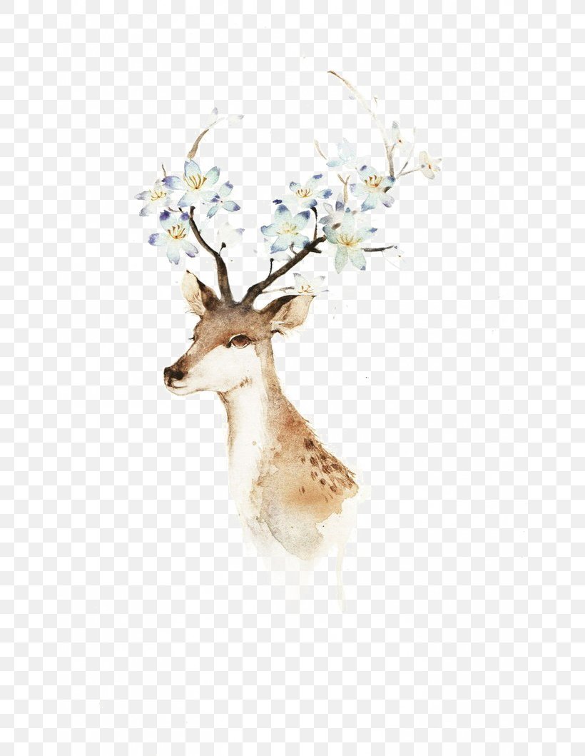 Deer Watercolor Painting Illustration, PNG, 658x1059px, Deer, Antler, Architecture, Art, Branch Download Free