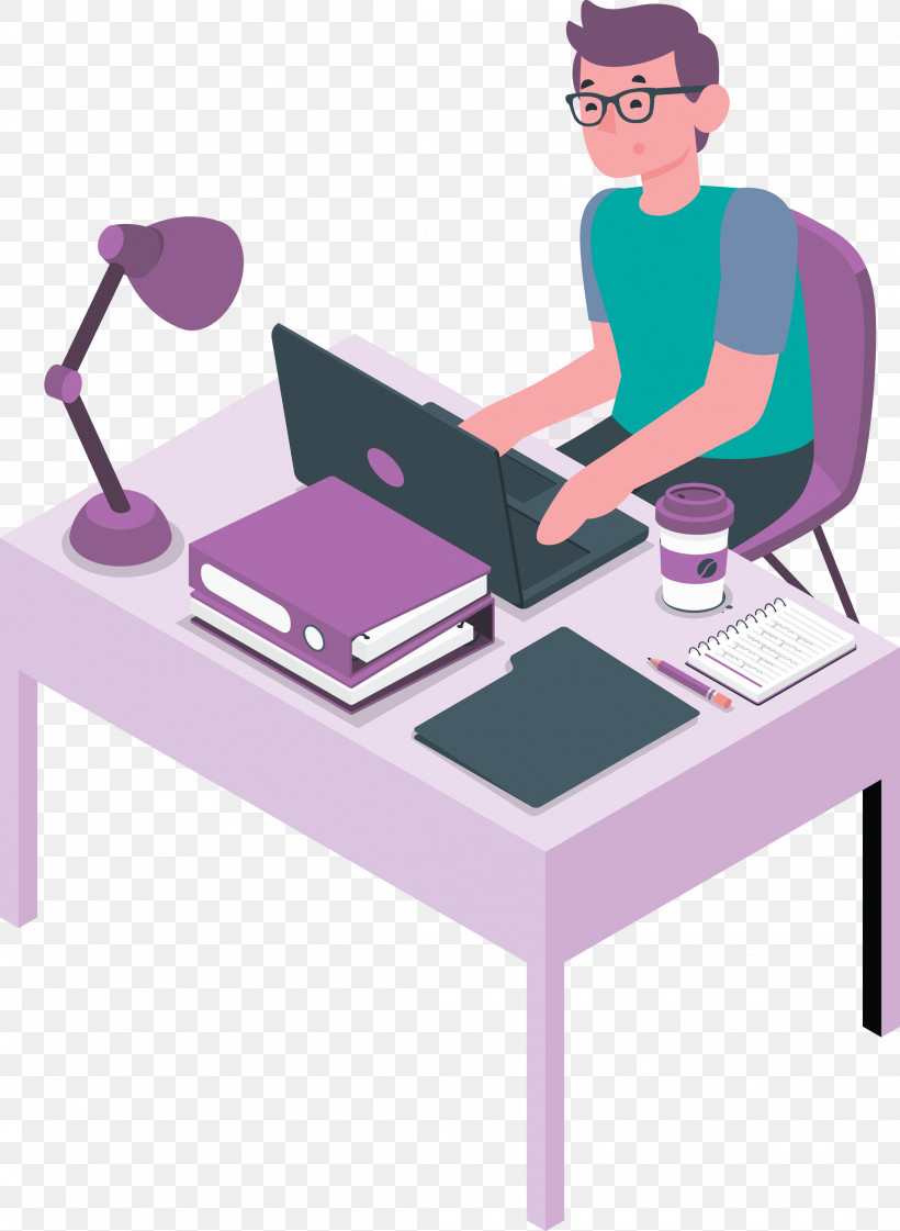 Sitting Desk Cartoon Angle Purple, PNG, 2193x3000px, Sitting, Angle, Behavior, Cartoon, Desk Download Free