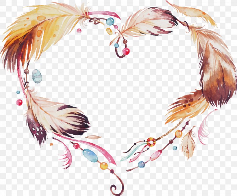 Feather, PNG, 3000x2488px, Watercolor, Feather, Hair Accessory, Heart, Jewellery Download Free