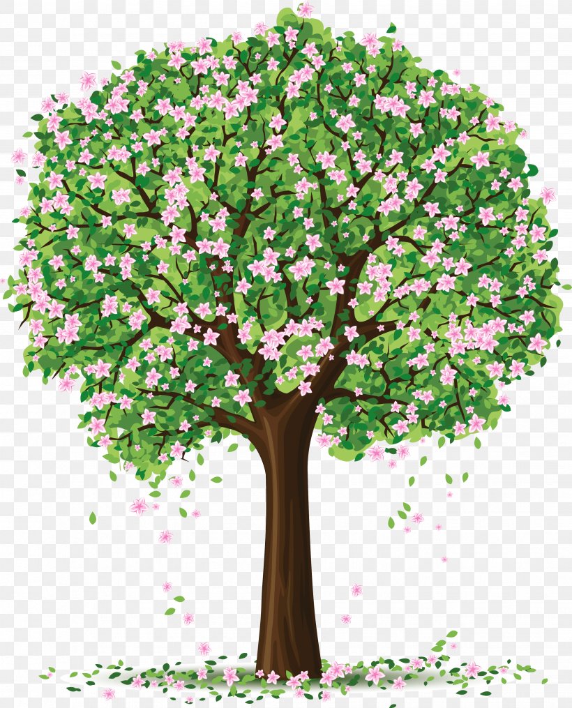Spring Tree Clip Art, PNG, 3472x4299px, Tree, Blossom, Branch, Cherry Blossom, Floral Design Download Free