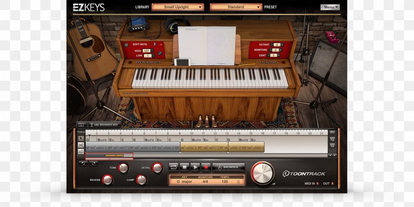 Upright Piano EZdrummer Software Synthesizer Keyboard, PNG, 1327x664px, Watercolor, Cartoon, Flower, Frame, Heart Download Free