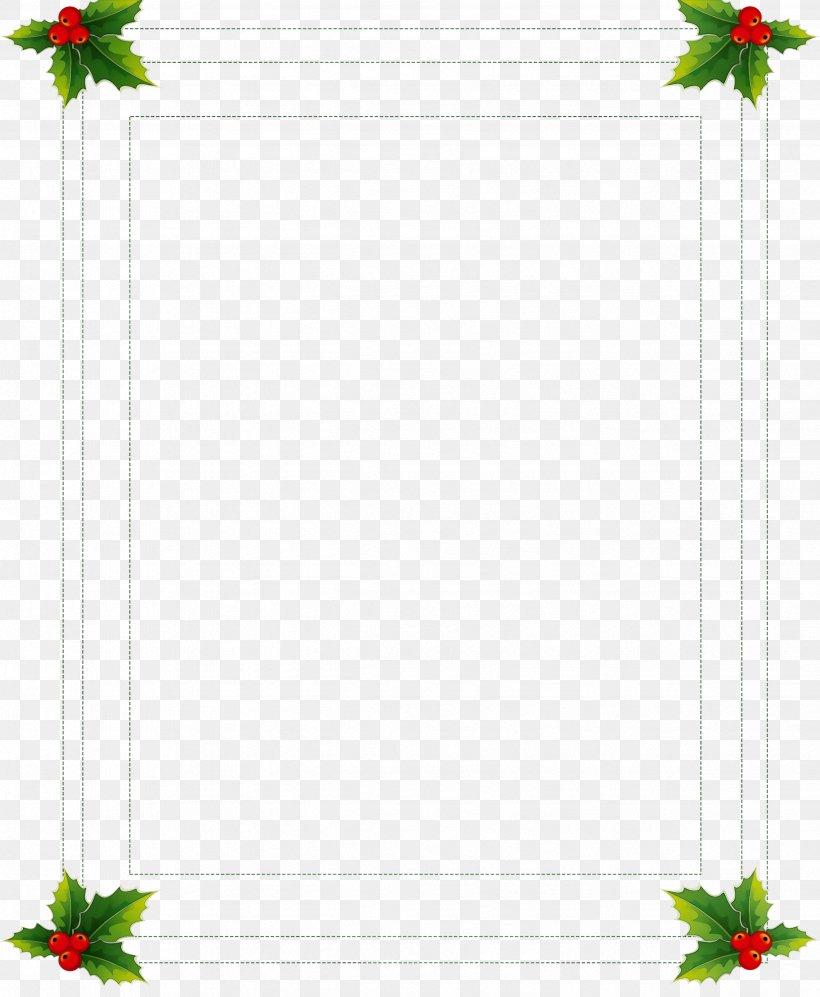 Picture Frame, PNG, 2467x3000px, Watercolor, Holly, Paint, Picture Frame, Plant Download Free