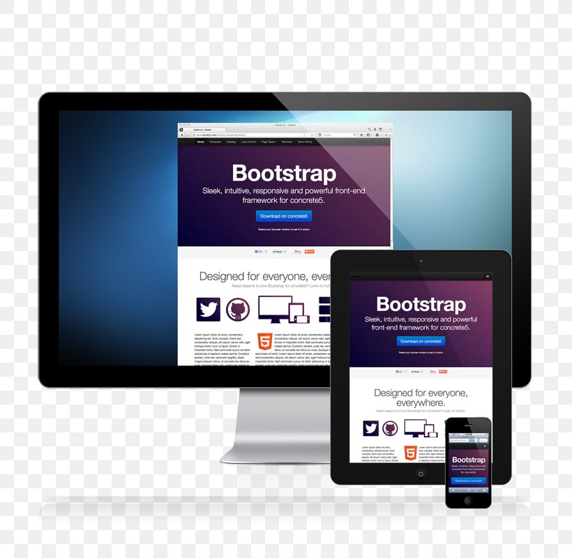 Responsive Web Design Bootstrap Web Development JavaScript HTML, PNG, 800x800px, Responsive Web Design, Bootstrap, Brand, Computer Monitor, Computer Software Download Free