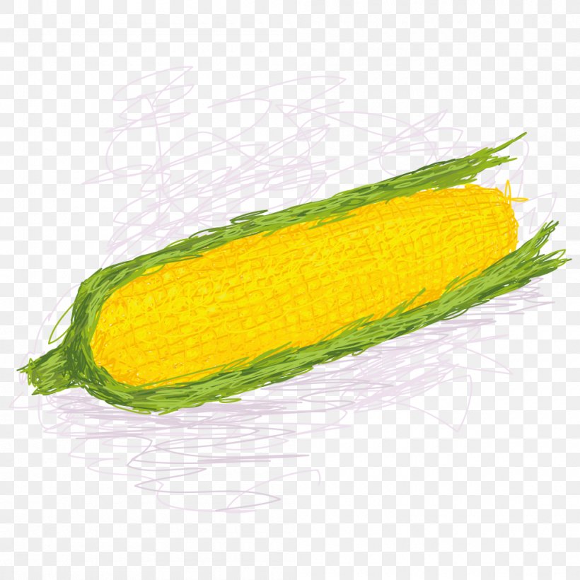 Corn On The Cob Maize Sweet Corn Clip Art, PNG, 1000x1000px, Corn On The Cob, Commodity, Corn Kernel, Corncob, Drawing Download Free