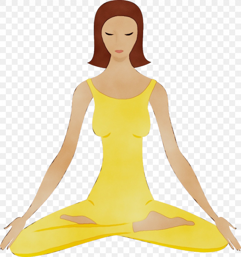 Yellow Meditation Physical Fitness Yoga Sportswear, PNG, 845x900px, Watercolor, Balance, Ballet Tutu, Costume, Kneeling Download Free