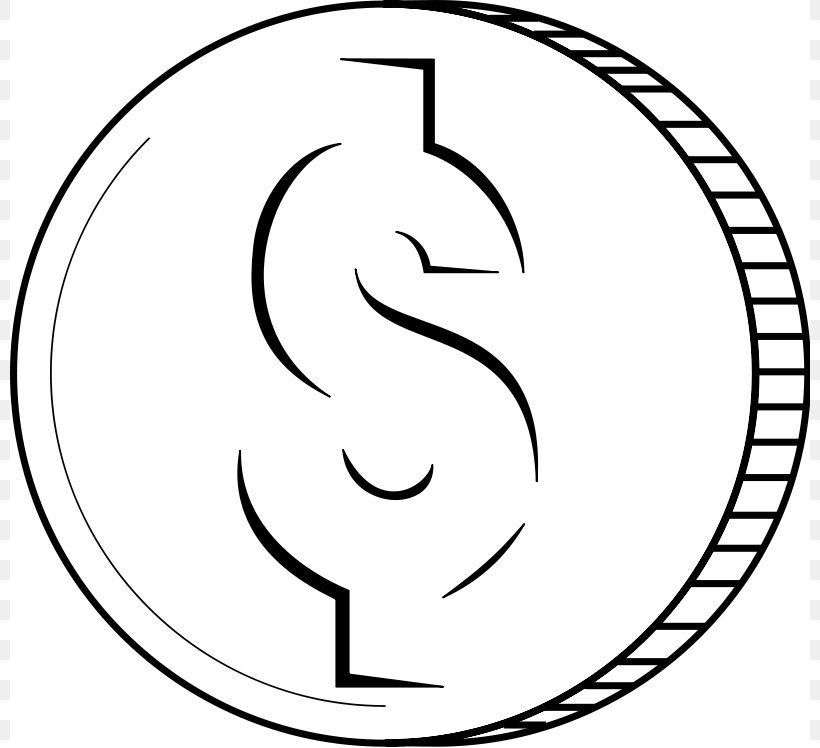 Coin Black And White Free Content Clip Art, PNG, 800x748px, Coin, Area, Art, Black And White, Dollar Coin Download Free