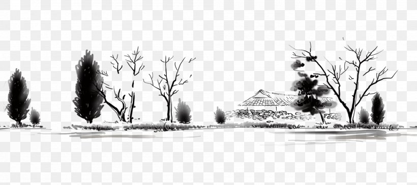 Ink Wash Painting, PNG, 2000x892px, Ink Wash Painting, Art, Black And White, Brand, Monochrome Download Free