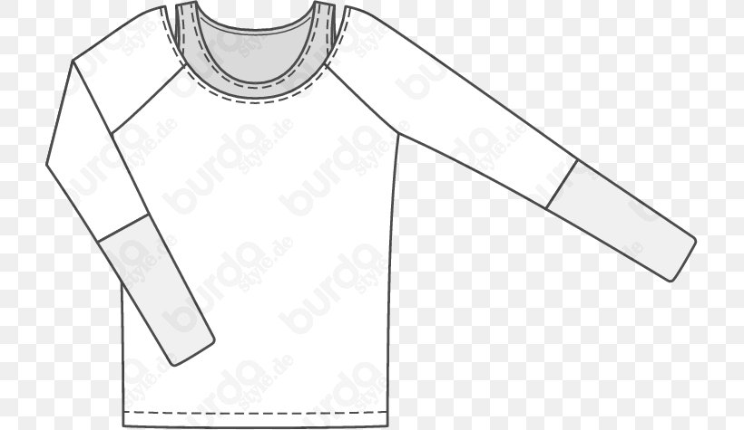 T-shirt Burda Style Raglan Sleeve Fashion Pattern, PNG, 719x475px, Tshirt, Black, Black And White, Boat Neck, Brand Download Free