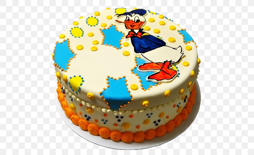 Birthday Cake Donald Duck Cake Decorating Sugar Cake, PNG, 500x500px, Birthday Cake, Bakery, Baking, Birthday, Buttercream Download Free