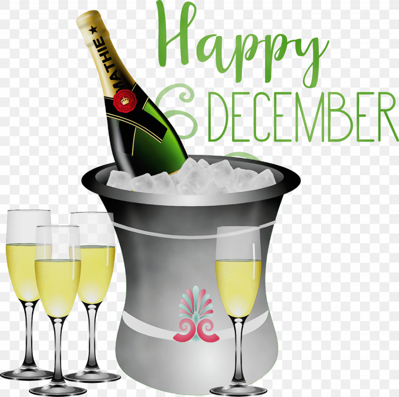 Champagne, PNG, 3000x2986px, Happy December, Champagne, Champagne Glass, Paint, Sparkling Wine Download Free