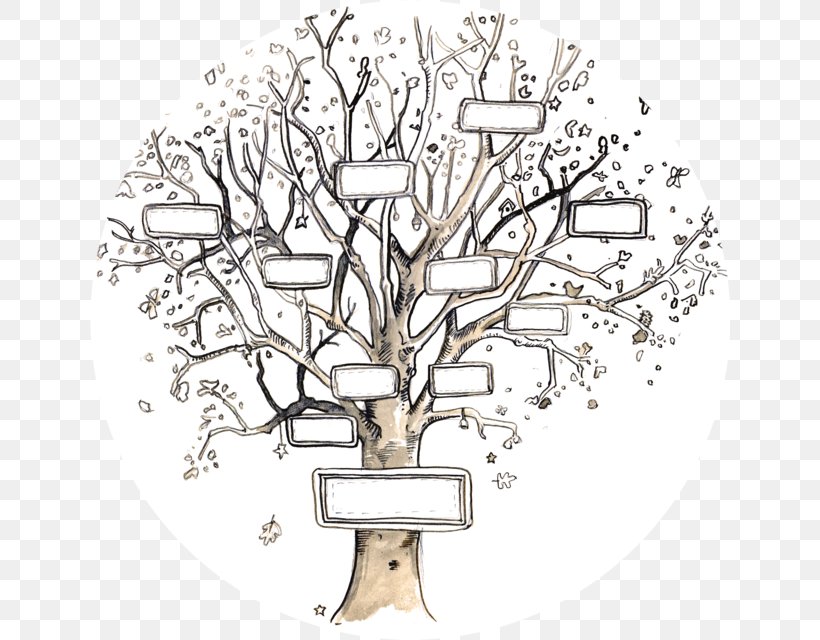Family Tree Genealogy Template Ancestor, PNG, 640x640px, Family Tree, Ancestor, Black And White, Body Jewelry, Branch Download Free