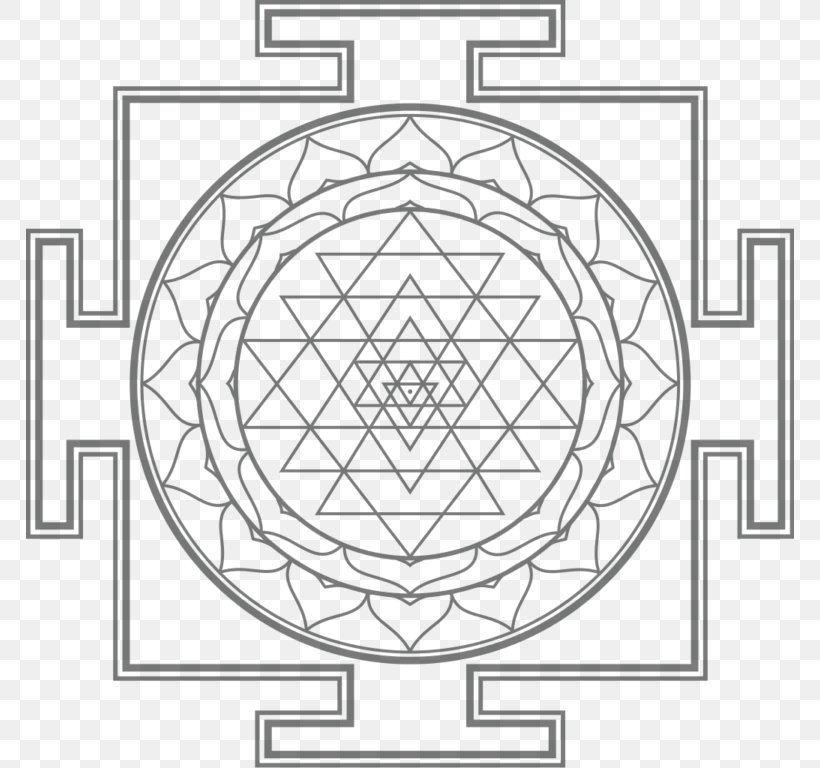 Sri Yantra Lakshmi Ganesha, PNG, 768x768px, Sri Yantra, Area, Black And White, Chakra, Devi Download Free