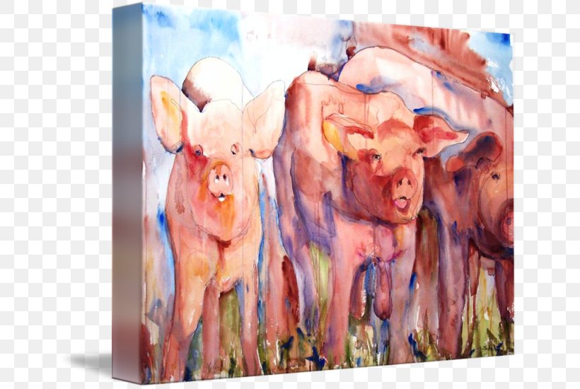 Pig Watercolor Painting Fine Art, PNG, 650x550px, Pig, Abstract Art, Acrylic Paint, Animal, Art Download Free