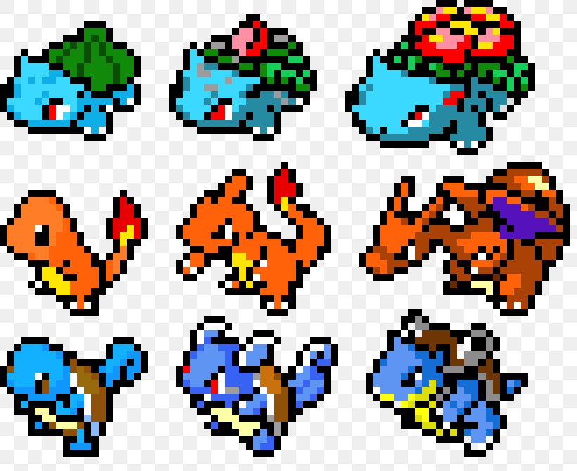 Pikachu Pokémon Charmander Pixel Art Squirtle, PNG, 820x670px, Pikachu, Area, Art, Bulbasaur, Charizard Download Free
