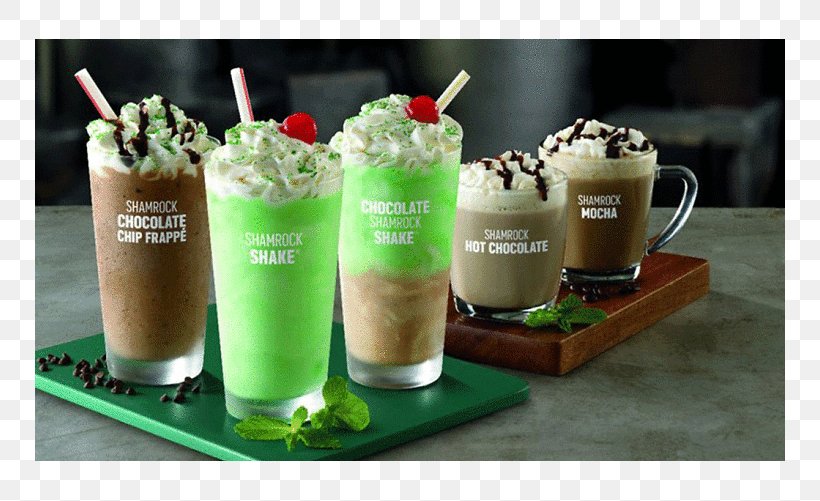 Shamrock Shake Milkshake Caffè Mocha Fast Food McDonald's, PNG, 750x501px, Shamrock Shake, Chocolate, Cream, Dairy Product, Dessert Download Free