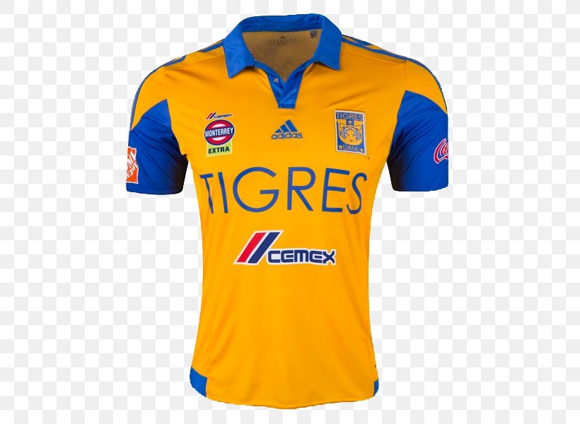 Tigres UANL Liga MX T-shirt Jersey, PNG, 600x600px, Tigres Uanl, Active Shirt, Adidas, Clothing, Collar Download Free