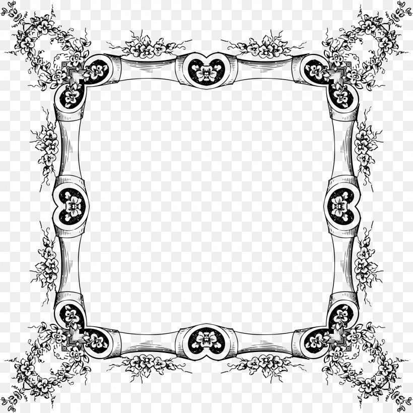 Picture Frames Clip Art, PNG, 2244x2244px, Picture Frames, Area, Black And White, Body Jewelry, Decorative Arts Download Free