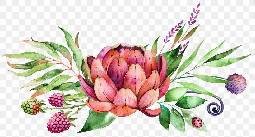 Watercolor Painting Flower, PNG, 3400x1838px, Watercolor Painting, Cut Flowers, Drawing, Floral Design, Floristry Download Free