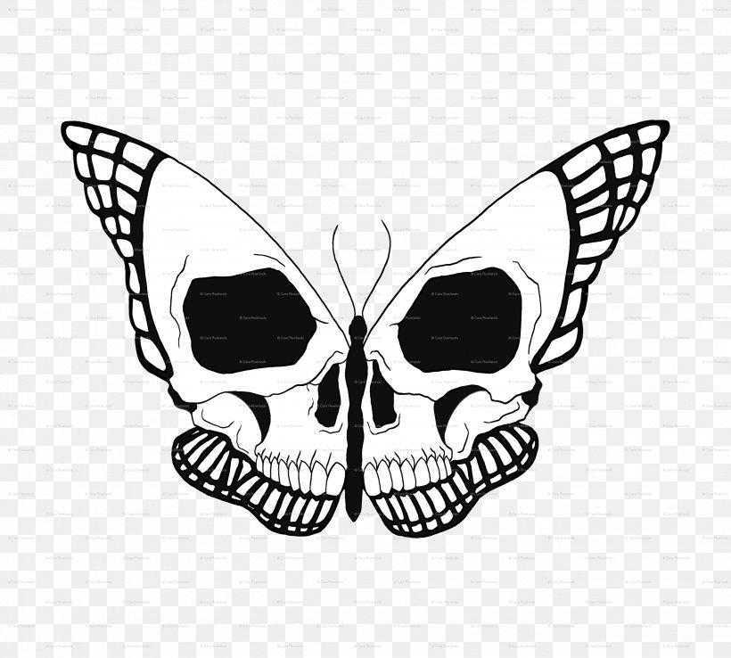 Butterfly Drawing Skull Image Design, PNG, 2654x2391px, Butterfly, Art, Artwork, Black And White, Bone Download Free