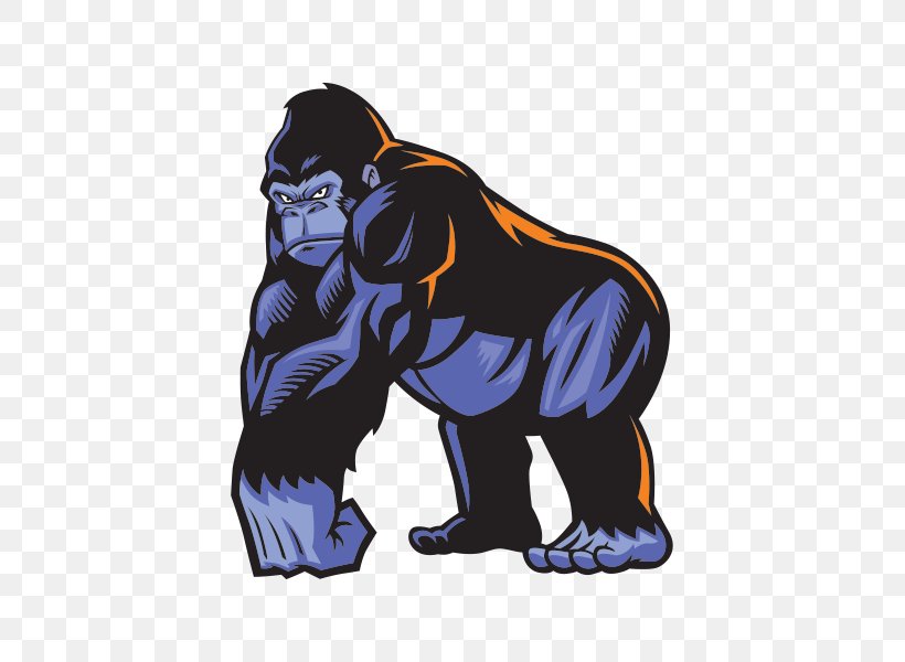 Gorilla Ape Vector Graphics Cartoon Illustration, PNG, 600x600px, Gorilla, Animal Figure, Ape, Cartoon, Decal Download Free
