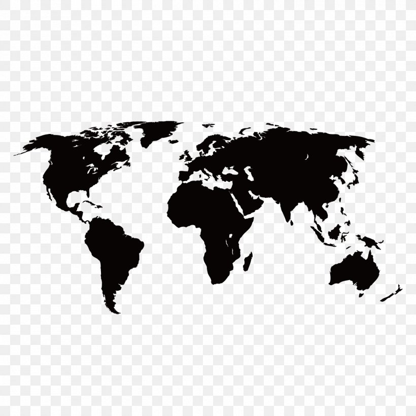 Earth World Map, PNG, 1500x1500px, Earth, Black, Black And White, Cattle Like Mammal, Continent Download Free