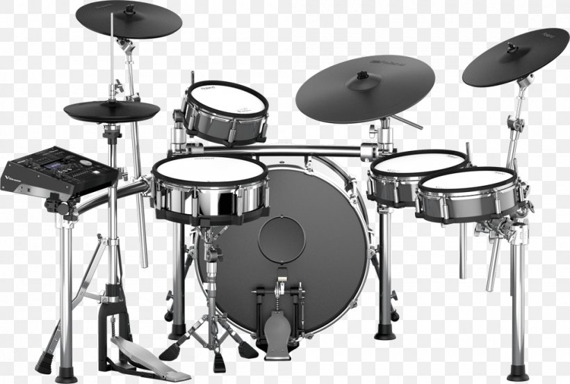 Electronic Drums Roland, PNG, 1000x674px, Electronic Drums, Bass Drum, Black And White, Cymbal, Drum Download Free