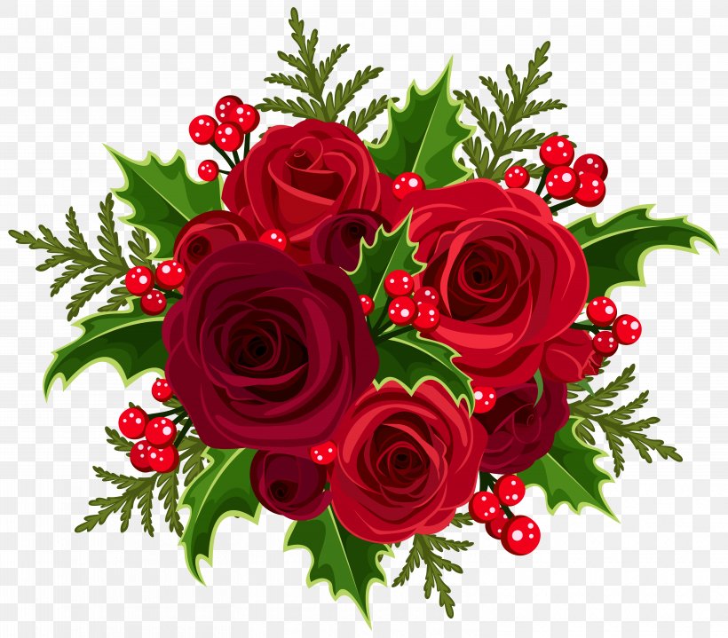 Christmas Flower Bouquet Rose Clip Art, PNG, 6250x5485px, Christmas, Christmas Gift, Cut Flowers, Floral Design, Floristry Download Free