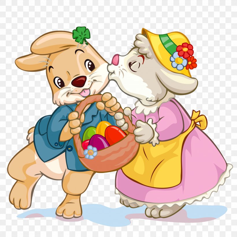 Easter Bunny Love Easter Egg Clip Art, PNG, 3000x3000px, Watercolor, Cartoon, Flower, Frame, Heart Download Free