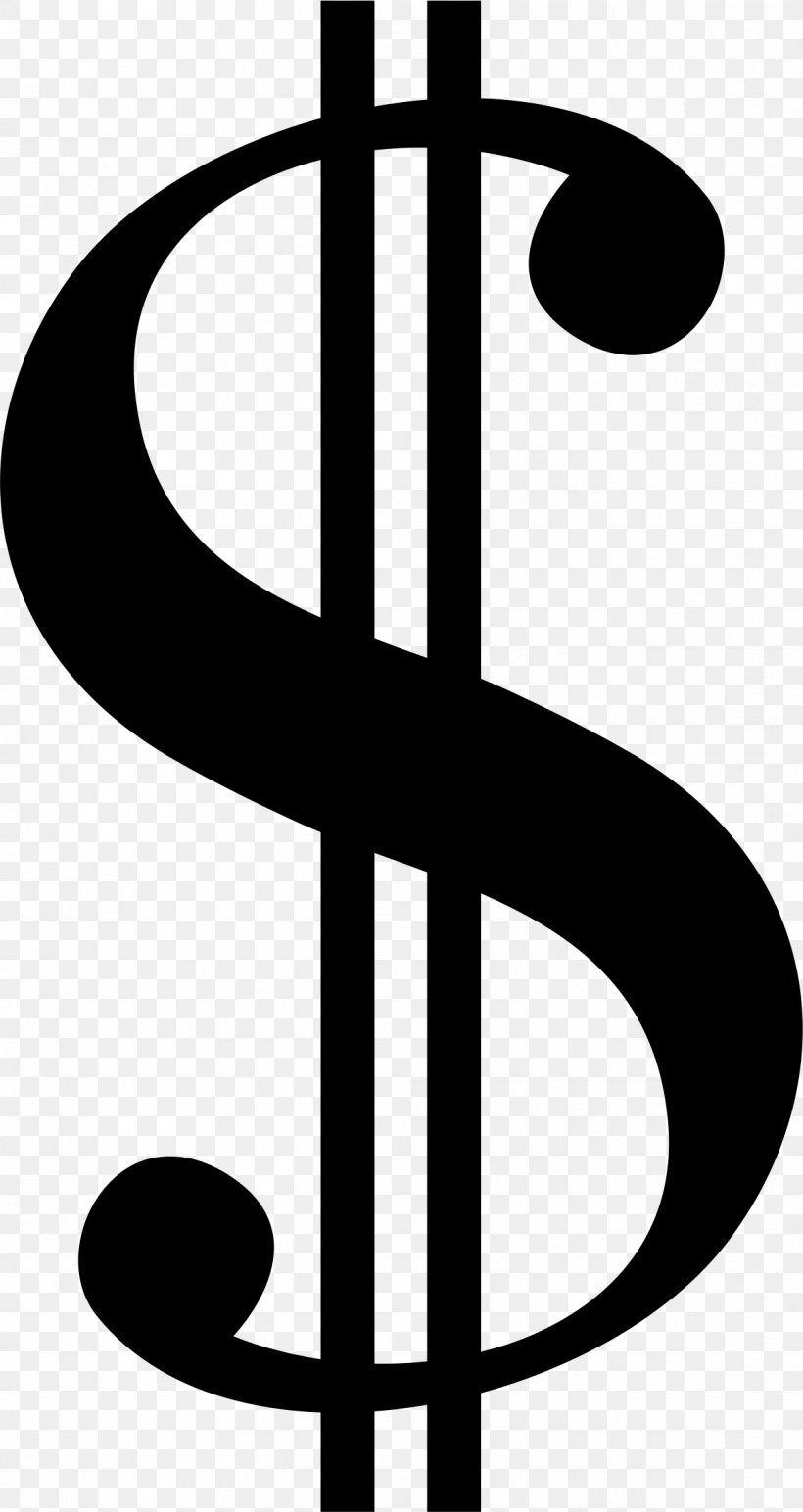 Dollar Sign Currency Symbol United States Dollar Clip Art, PNG, 1214x2286px, Dollar Sign, Black And White, Currency, Currency Symbol, Dollar Download Free