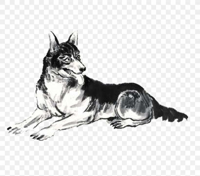 Dog Ink Wash Painting Chinese Zodiac, PNG, 984x869px, Dog, Black And White, Carnivoran, Cat, Cat Like Mammal Download Free