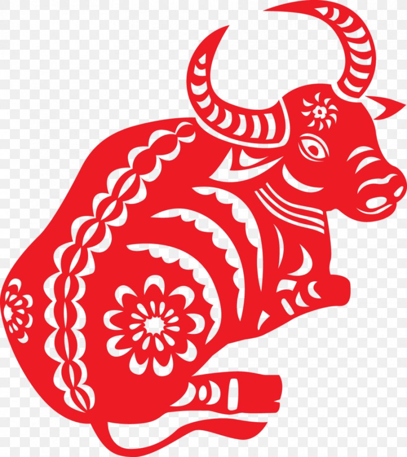Papercutting Chinese Paper Cutting Cattle Chinese Zodiac Ox, PNG, 912x1024px, Papercutting, Area, Art, Artwork, Black And White Download Free