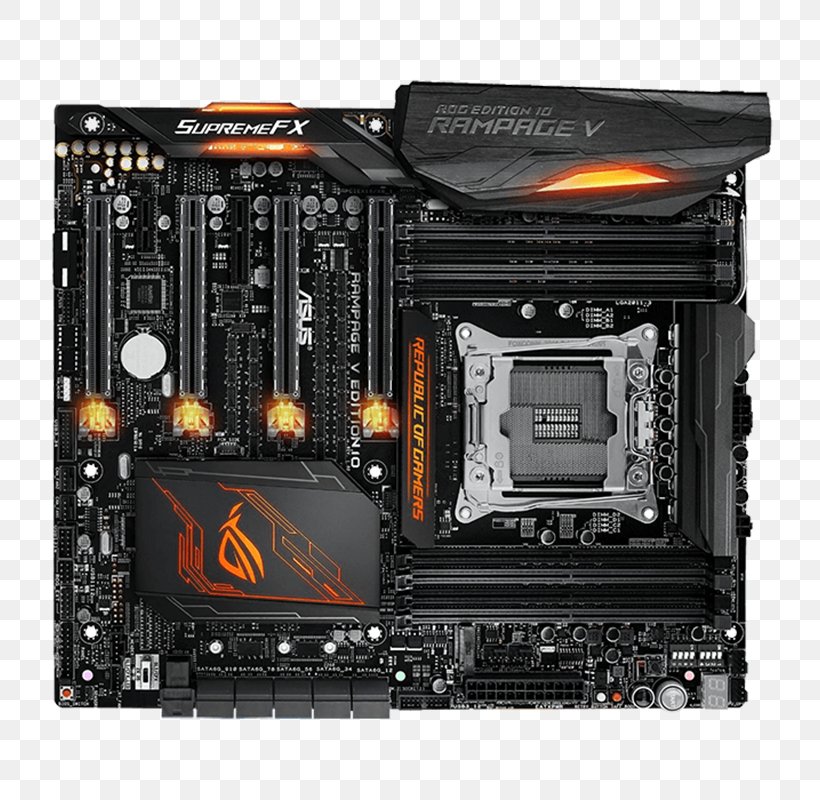 Motherboard Computer Cases & Housings Computer Hardware ASUS ROG Rampage V Edition 10 LGA 2011, PNG, 800x800px, Motherboard, Asus, Asus Rog Rampage V Edition 10, Atx, Central Processing Unit Download Free