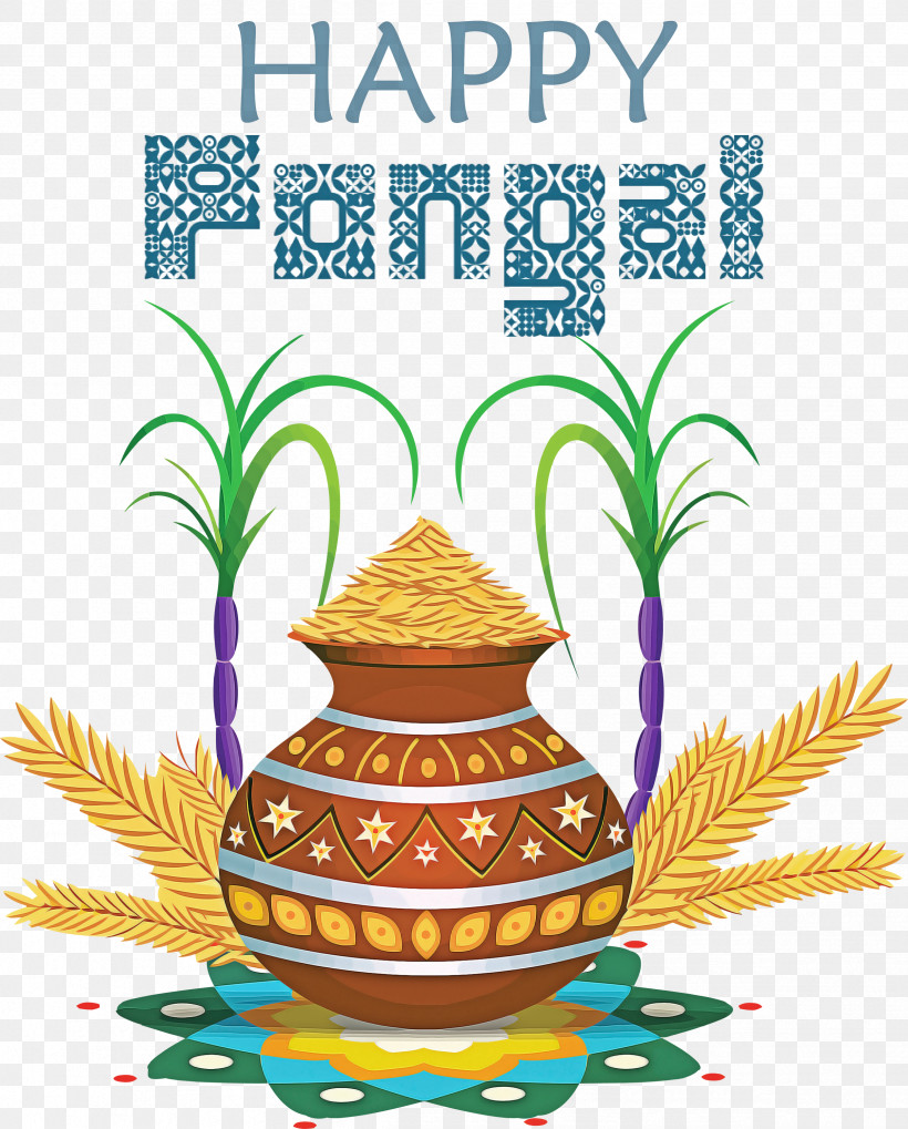 Pongal Happy Pongal, PNG, 2414x3000px, Pongal, Flower Cartoon, Greeting, Happy Pongal, Palm Trees Download Free