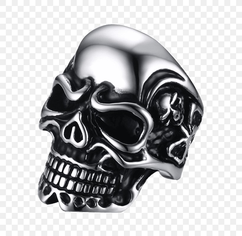 Ring Jewellery Silver Skull Stainless Steel, PNG, 600x798px, Ring, Black And White, Body Jewelry, Bone, Bracelet Download Free