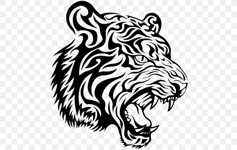 Tiger Tattoo Clip Art, PNG, 518x519px, Tiger, Art, Big Cats, Black, Black And White Download Free